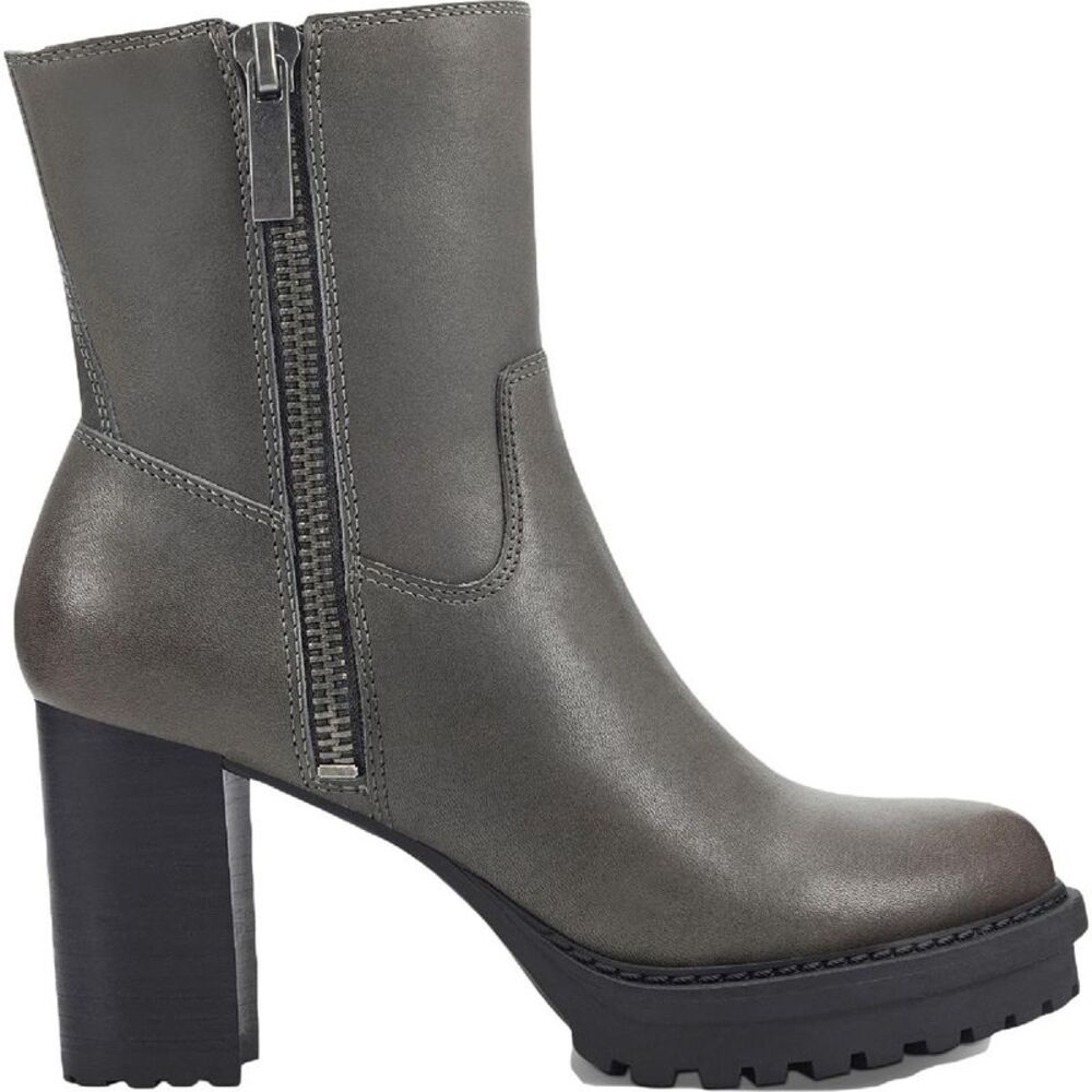 Lucky Brand Womens Bajax Gray Leather Almond Toe Lug Sole Booties Shoes NWT - Picture 2 of 4